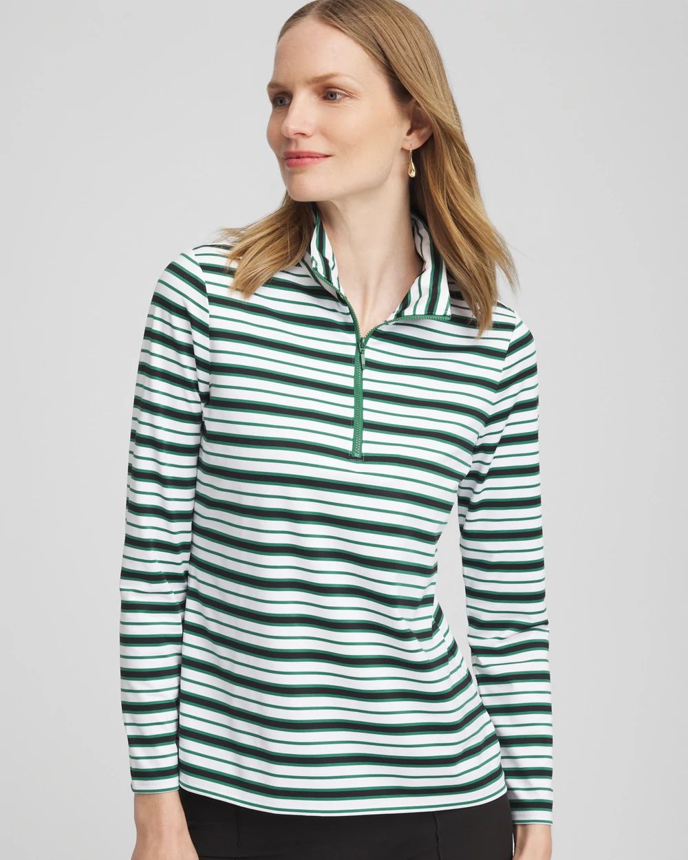 Zenergy® UPF Striped Mock Neck Golf Top | Chico's